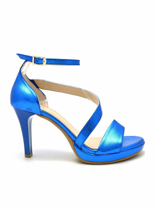 Ragazza Leather Sandals Metallic Blue