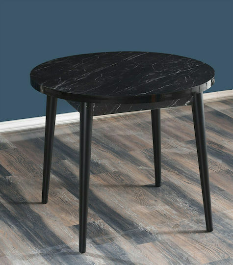 Kronos Rund Tisch Küche Holz Black Velvet-Black Metal 90x90x78cm