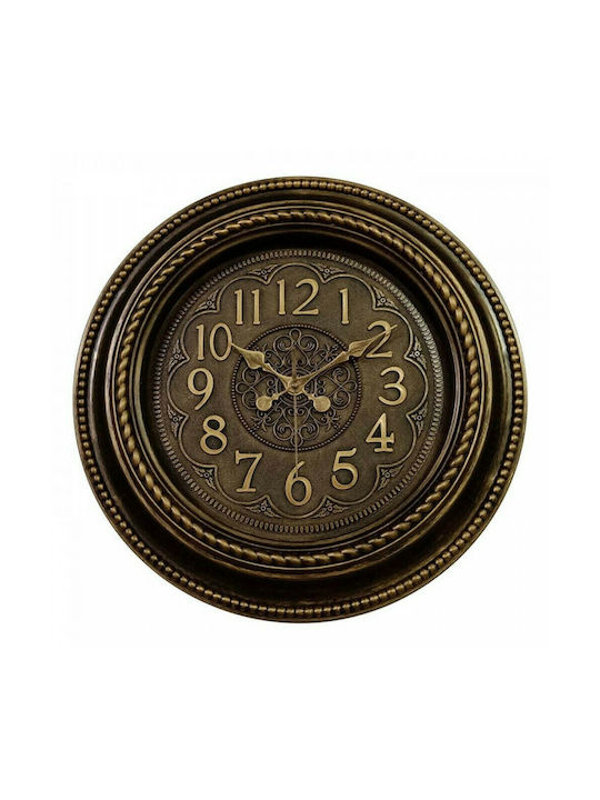 Ankor Ρολόι Τοίχου Αθόρυβο Πλαστικό Αντικέ Μπρονζέ/Χρυσό 50.5cm