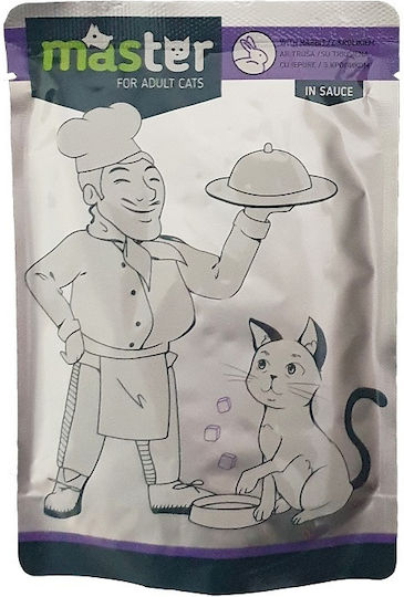 T.A.F. Pets Master Adult Nassfutter für Erwachsene Katzen in Beutel mit Kaninchen 80gr