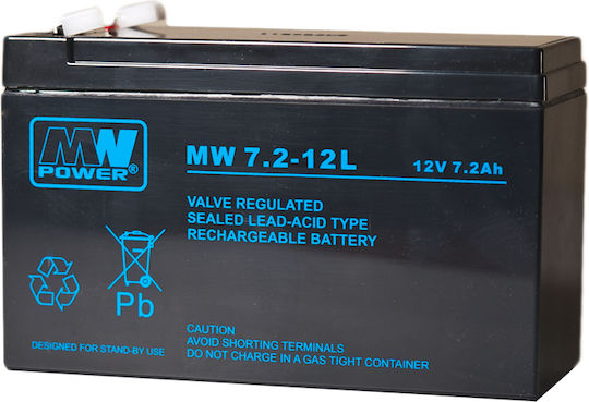 MW Power MW 7.2-12L Μπαταρία UPS με Χωρητικότητα 7.2Ah και Τάση 12V