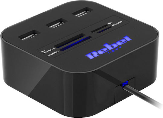 Rebel Hub 3 Θυρών USB 2.0 με σύνδεση USB-A