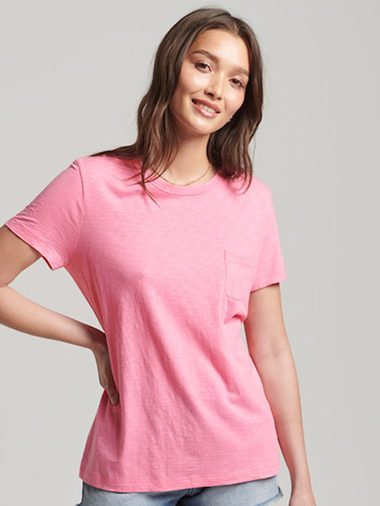 Superdry Γυναικείο Αθλητικό T-shirt Ροζ