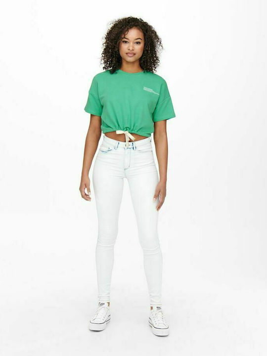 Only Damen Sommerliches Crop Top Baumwolle Kurzärmelig Marine Green