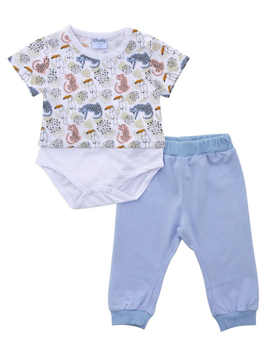 Funky Baby Bodysuit Set Short-Sleeved with Pants Light Blue