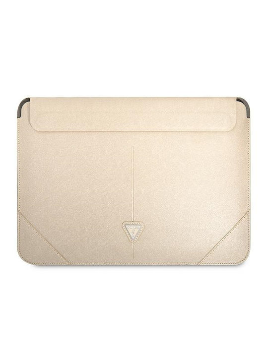 Guess Saffiano Triangle Logo Чанта Калъф за лаптоп 14" в Бежов цвят