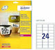 Avery 480 Self-Adhesive Rectangular A4 Labels 64.6x33.8mm
