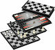 Philos Games Backgammon/Chess /Draughts Wood with Checkers & Pawns 32x32cm