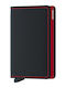 Slimwallet Matte Leather Men's Wallet Cards with RFID and Slide Mechanism Black/Red