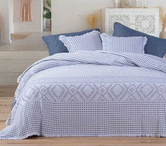 Nef-Nef Homeware Mysterious Κουβέρτα Πλεκτή Υπέρδιπλη 230x250εκ. Blue