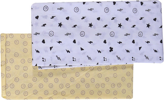 Nef-Nef Homeware Rock Star Baby Sheets Set Cradle Cotton Yellow 70x120cm 2pcs