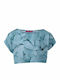 Kids' Crop Top Short Sleeve Turquoise