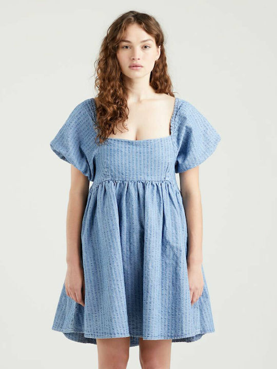 Sommer Mini Denim Kleid Blau