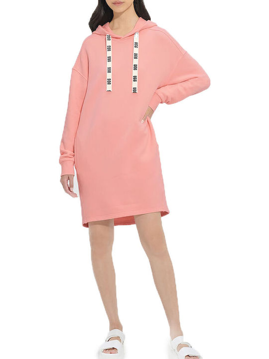 Aderyn Mini Damenkleid mit Kapuze Rosa Opal