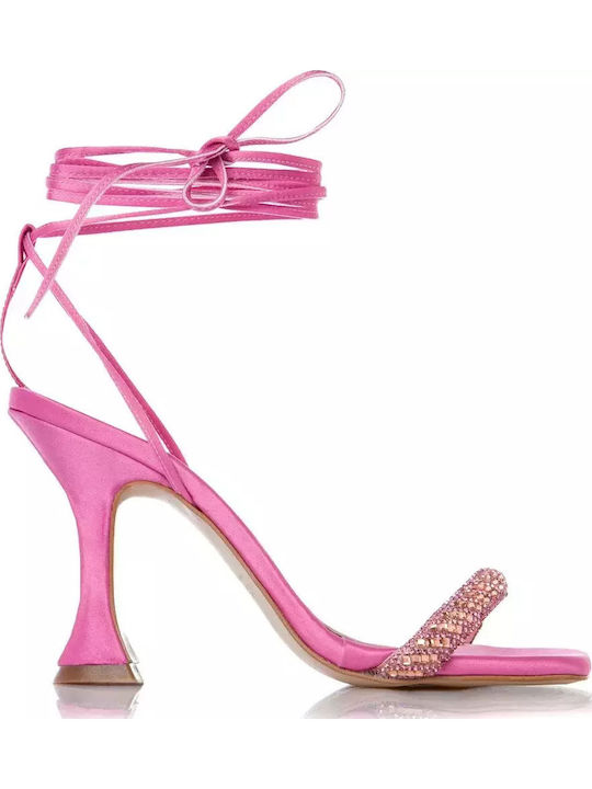 Stoff Sandalen mit Strass Rosa