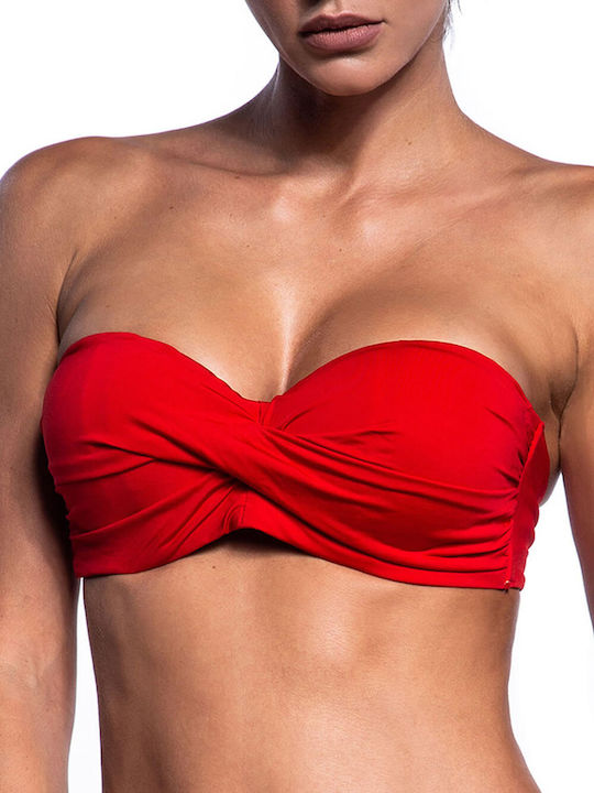 Bluepoint Strapless Bikini Top με Ενίσχυση Κόκκινο