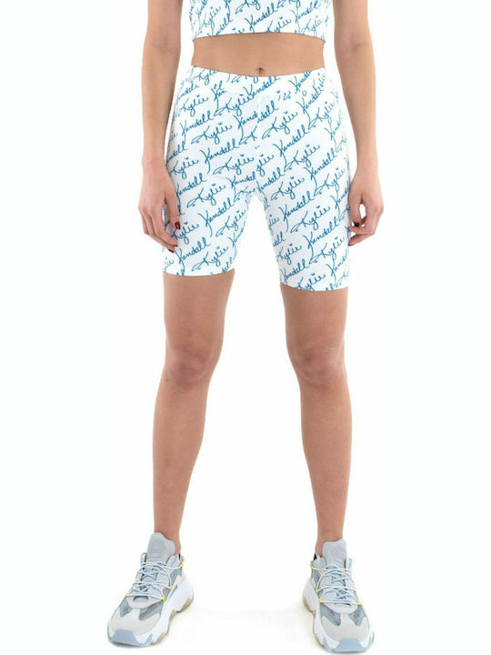 Women's Bike Training Legging High Waisted White/Blue
