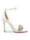 Leder Sandalen mit Strass Weiß