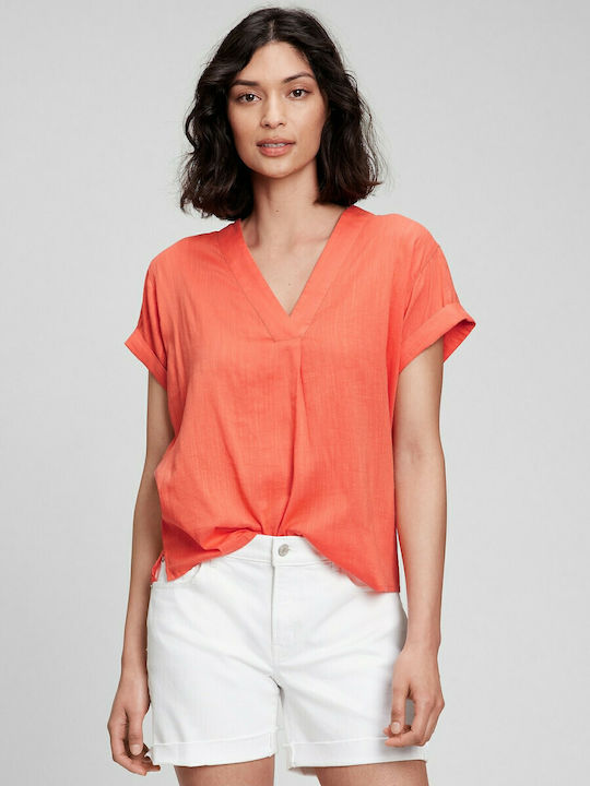 GAP Women's Short Sleeve Blouse Orange