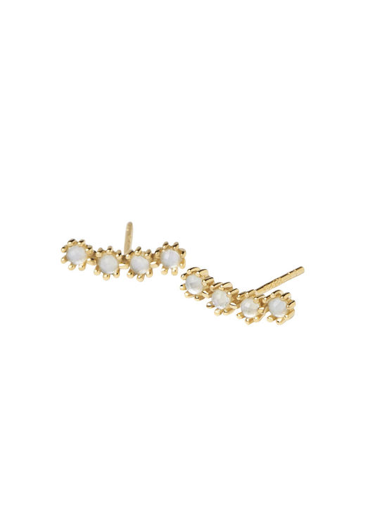 P D Paola Motion Earrings made of Silver Gold Plated with Stones & Pearls