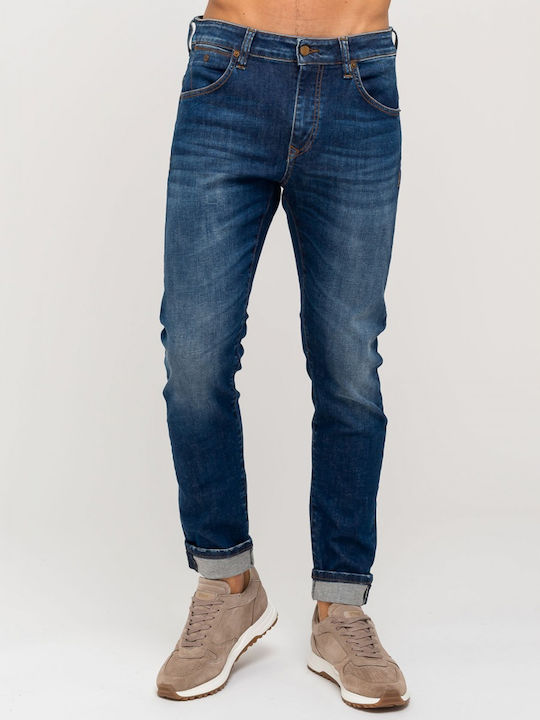 Flexy Men's Jeans Pants Elastic with Slim Fit Navy Blue