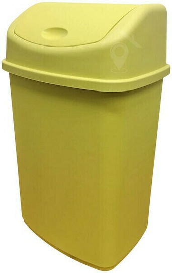 Cyclops Plastic Waste Bin with Oscillating Lid Yellow 55lt