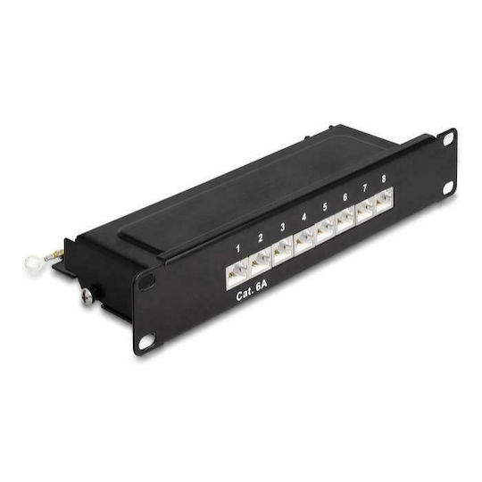 DeLock Patch Panel για Rack 1U 10" 8 Θυρών cat6a Μαύρο