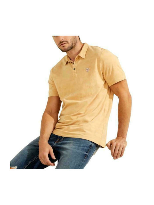 Guess Bluza Bărbătească cu Mânecă Scurtă Polo Bej