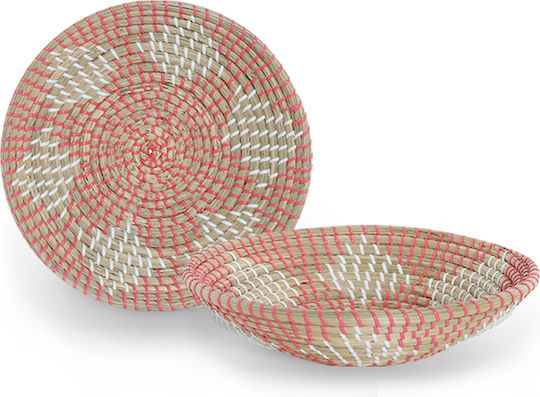 Nef-Nef Homeware Διακοσμητικό Πιάτο από Ψάθινο Υλικό Bangor Κοραλί 28x6x28cm Nef-Nef Homeware Διακοσμητικό Πιάτο από Ψάθινο Υλικό Bangor Κοραλί 28x6x28cm