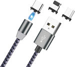 Magnetic USB 2.0 Cable USB-C male - USB-A male Γκρι 1m (SJX-181)