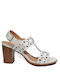 B-Soft Anatomic Synthetic Leather Women's Sandals White with Chunky High Heel