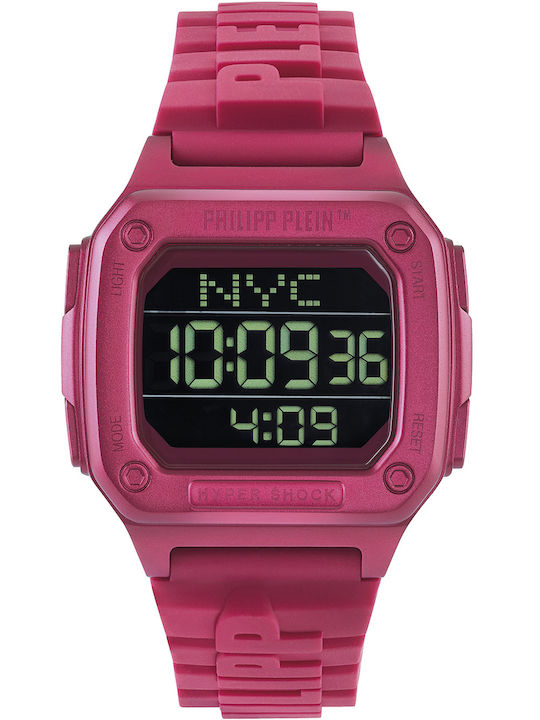 Philipp Plein Hyper Port Ψηφιακό Γυναικείο Ρολόι 44mm Μπαταρίας με Κόκκινο Καουτσούκ Λουράκι