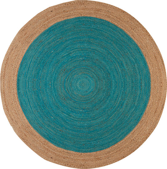 Nef-Nef Homeware Round Χαλί Στρογγυλό Καλοκαιρινό από Γιούτα Aqua Φ150cm