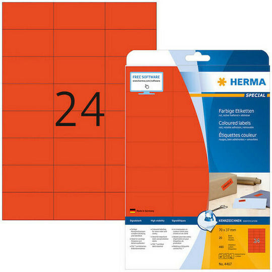 Herma 480 Self-Adhesive Rectangular A4 Labels 70x37mm