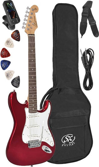 SX Guitars ED-1 Ηλεκτρική Κιθάρα ST Style με SSS Διάταξη Μαγνητών Candy Apple Red με Θήκη