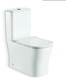 Bianco Ceramica Norma Stehende Toilette Randlos mit Spülung mit Schlank Deckel Sanftes Schließen Weiße