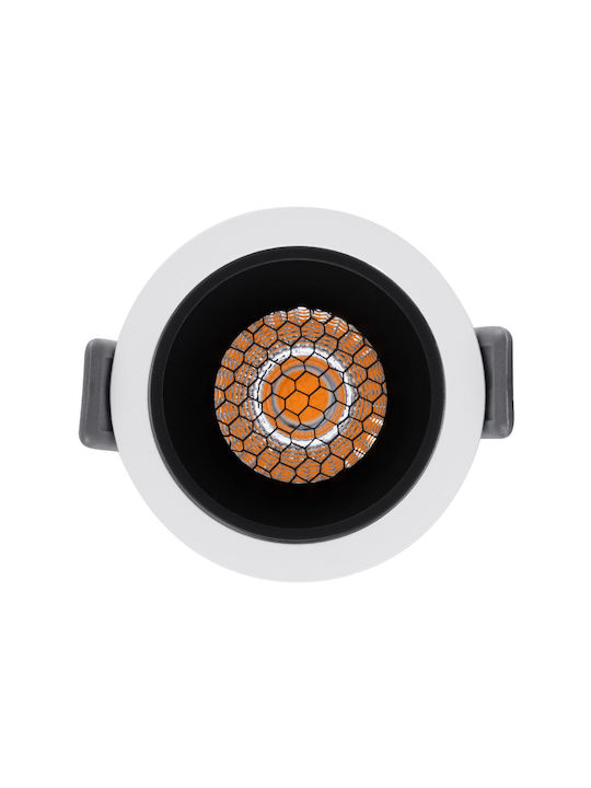 GloboStar Rund Metallisch Einbau Spot mit integriertem LED und Warmweißes Licht Weiß 6.4x6.4cm.