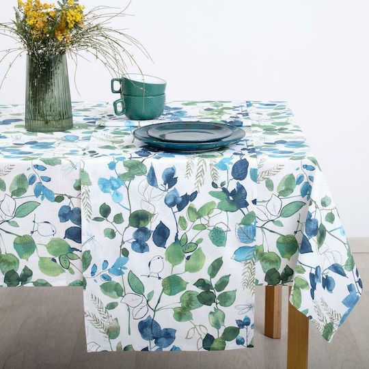 Dimeco Tablecloth Cotton Grace Petrol 140x220cm