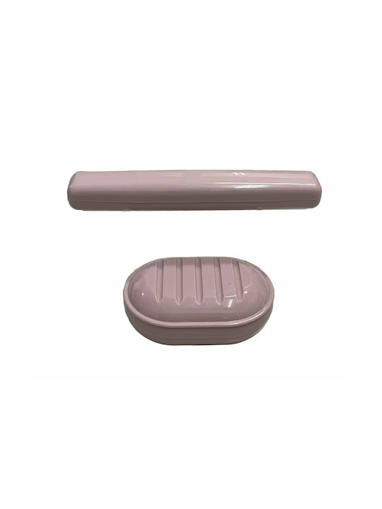 Cyclops Plastic Bathroom Accessory Set Pink 2pcs