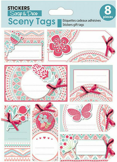 Global Gift Notizbuch-Etiketten 14x12cm Rosa Blumen 8Stück