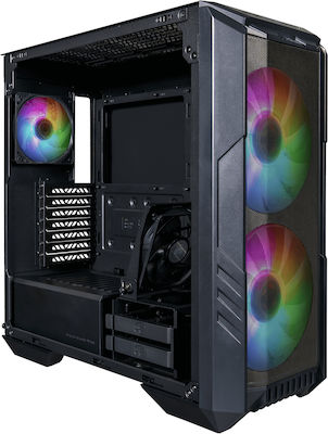 CoolerMaster HAF 500 Gaming Midi Tower Computer Case with Window Panel and RGB Lighting Black