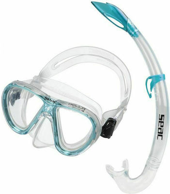 Seac Kids' Silicone Diving Mask Set with Respirator Bella Aquamarine Transparent