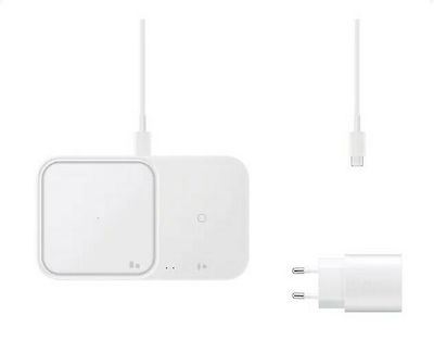 Samsung Wireless Charger (Qi Pad) 15W Power Delivery Whites (Fast Wireless Duo Charger & Adapter)