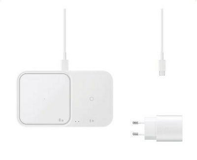 Samsung 15W Stromlieferung Weiß (Fast Wireless Duo Charger & Adapter)