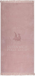 Greenwich Polo Club Πετσέτα Θαλάσσης Παρεό με Κρόσσια Ροζ 190x90εκ.