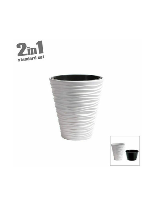 Marhome Sand Flower Pot 2 in 1 34.5x38.5cm in White Color 09-DBSA350-S449