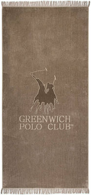 Greenwich Polo Club Beach Towel Pareo Brown with Fringes 170x70cm.