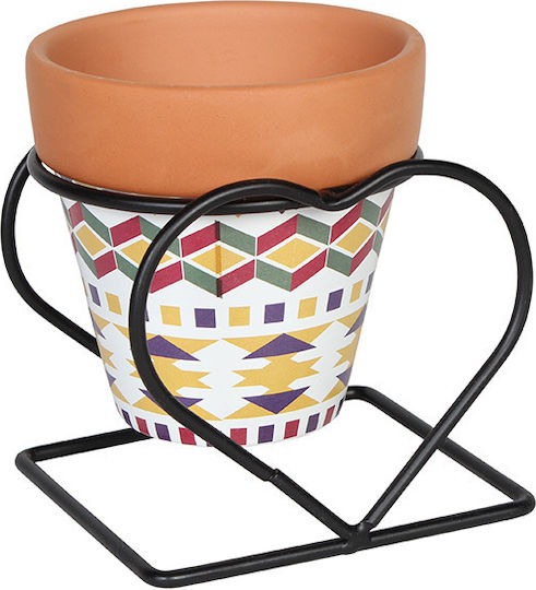 Keskor Planter Ceramic Multicolour with Stand 9.5x9.5x10.5cm.