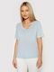 Only Women's T-shirt with V Neckline Cashmere Blue