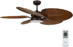 Lucci Air Bali 210655 Ceiling Fan 132cm with Light and Remote Control Dark Timber